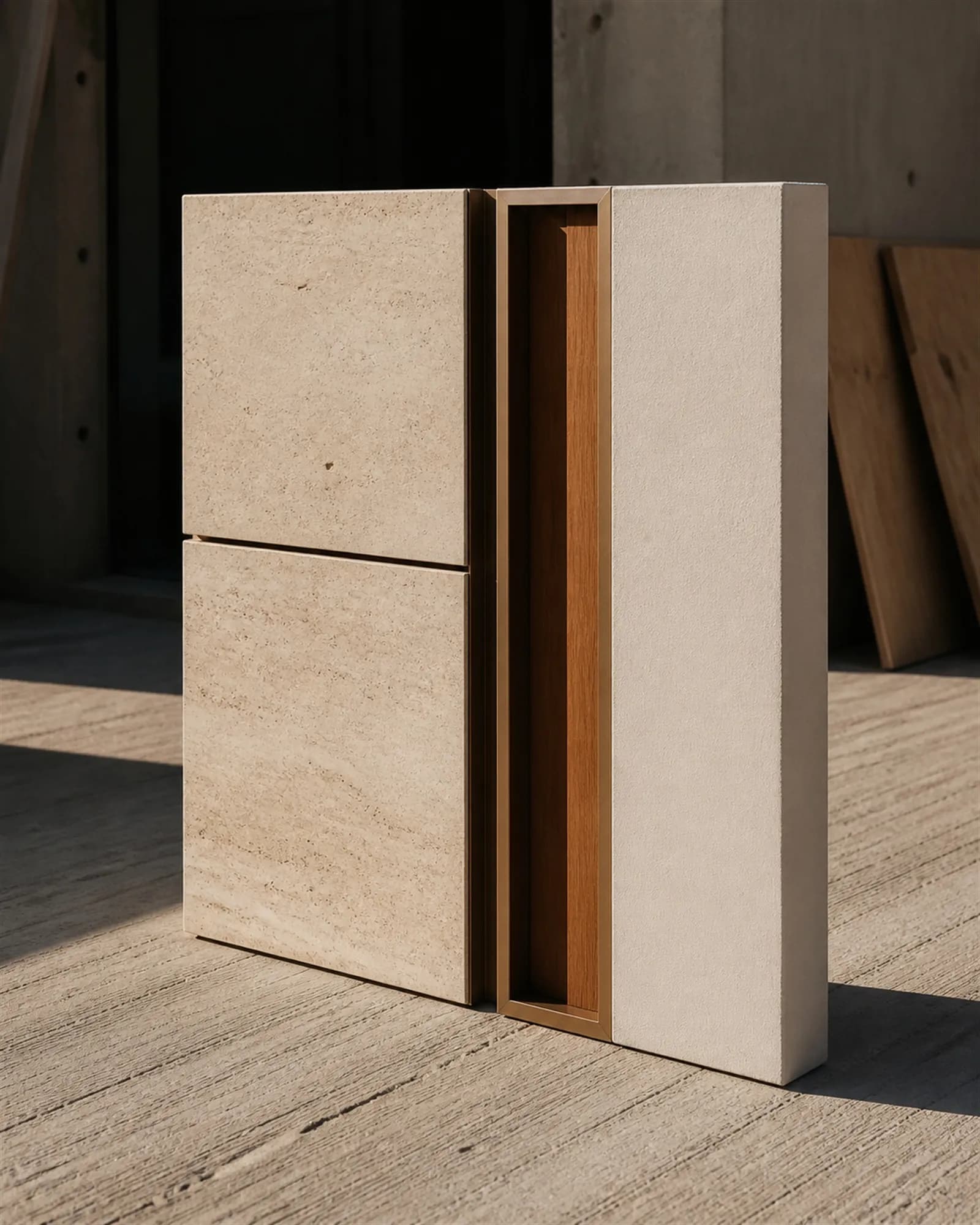 A full-size built mock-up panel testing a wall build-up before it is repeated